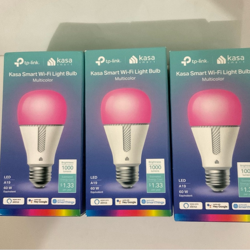 Kasa Smart Wi‑Fi Multicolor LED Light Bulb (Pink Accent) - 3 Pack